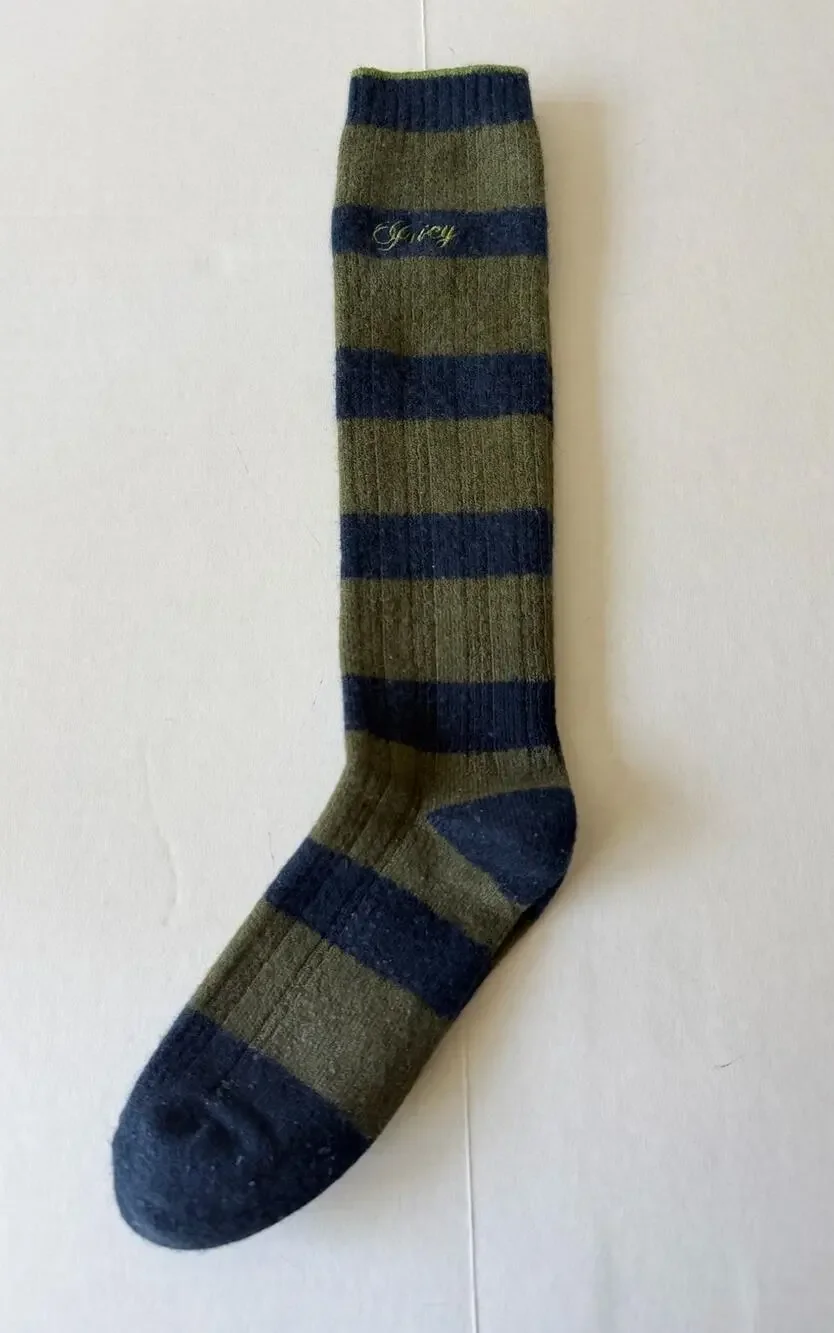 Juicy Couture Wool Blend Mid Calf Socks Striped Y2K